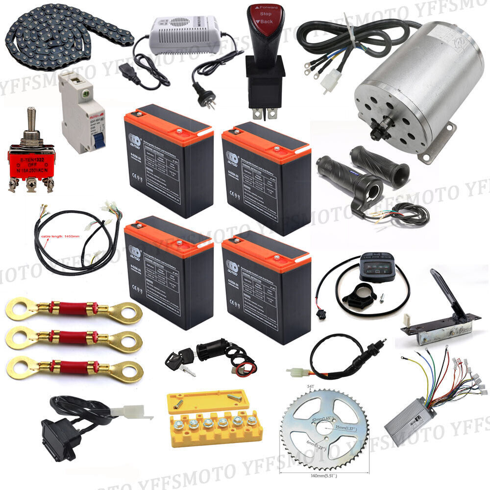 Brushless Motor Kit Batteries Sprocket Scooter ATV Quad E-bike Go kart 48V 1800W