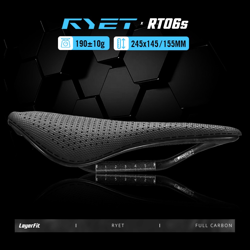 Ultralight RYET Carbon 3D Saddle 190g 145/155mm 7×9 Rails for Road MTB Gravel