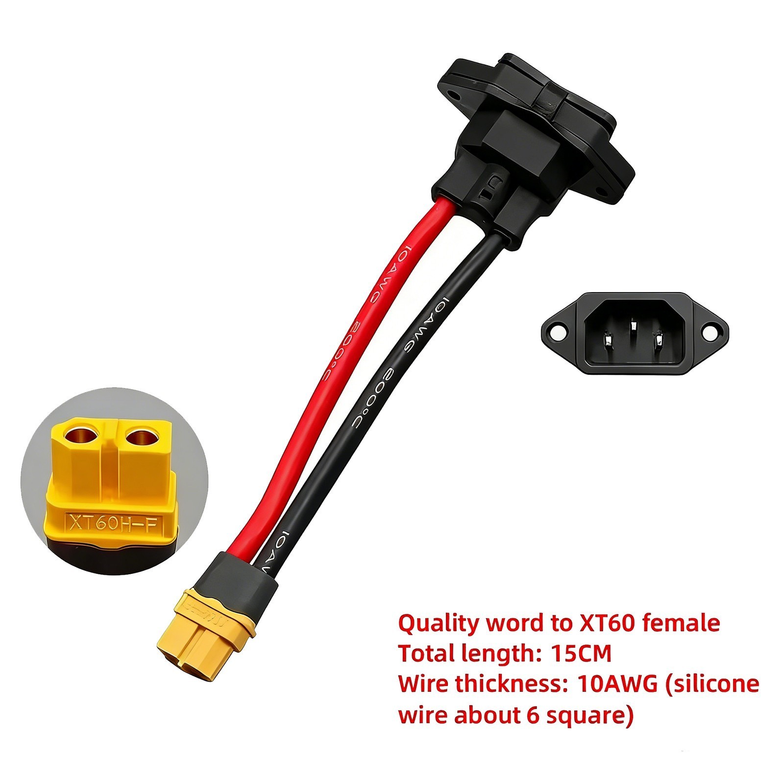 XT60/XT90 to C14 3pin Power Socket Wire 10AWG Male Female E-bike Charging Cable