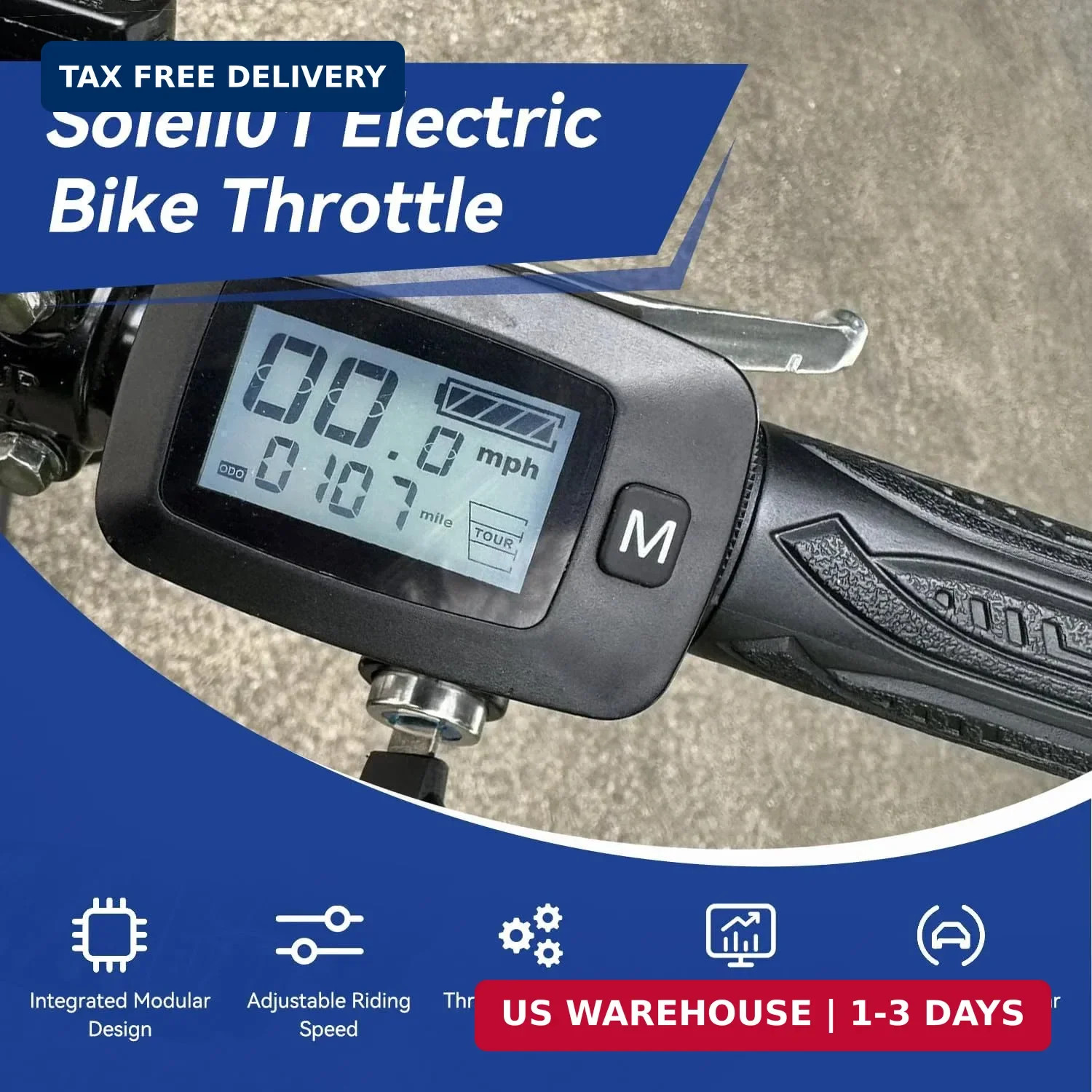 48V Ebike Throttle with M Button Key Replacement for Tuttio Soleil01 Electric Di
