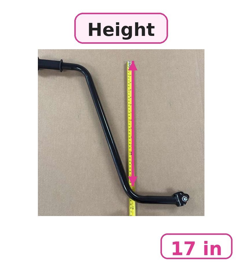 Kids Bike Parent Push Handle Bar Training Assist Handle 17″ Height Black