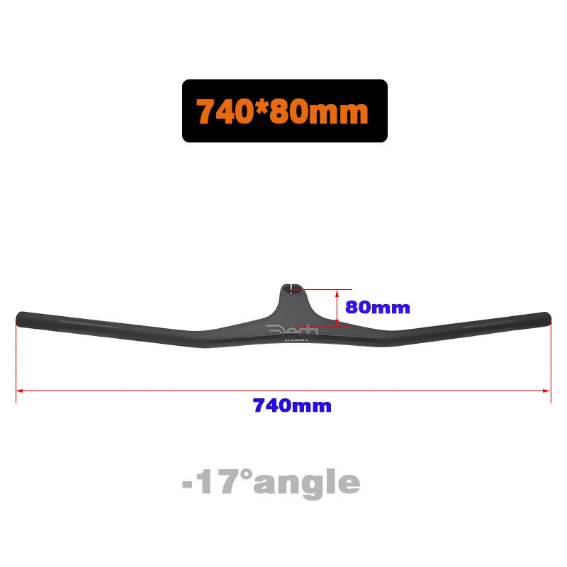 Integrated MTB Handlebar -17° Cockpit Carbon Fibre XC Handlebar 28.6mm 720-800mm