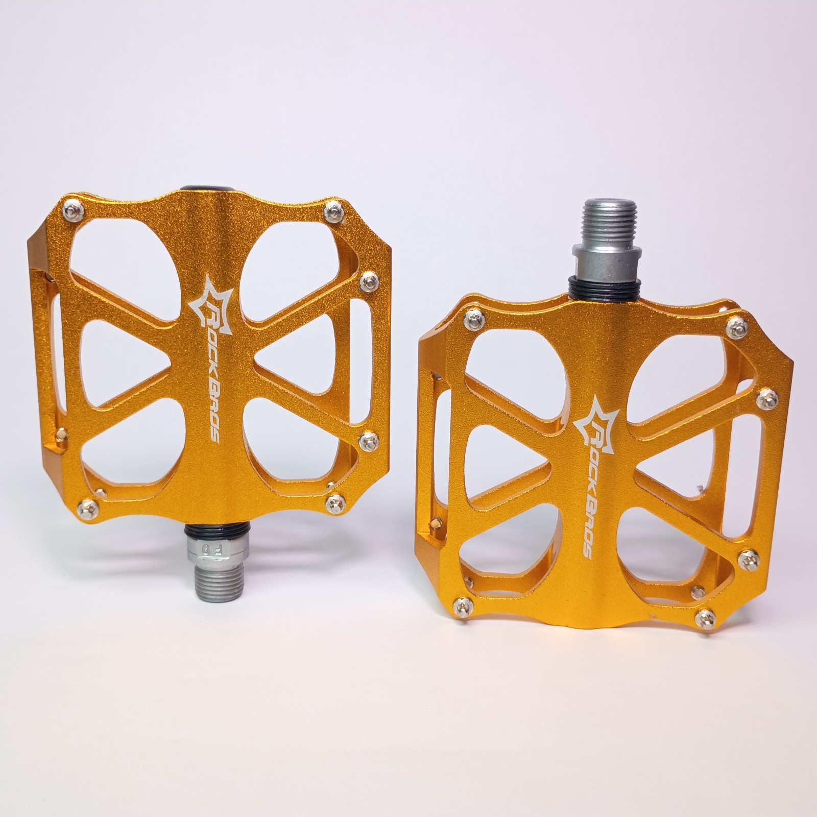 ROCKBROS Gold Bike Pedal Aluminum Alloy 9/16″ Anti-slip Pedals 2 Sealed Bearings
