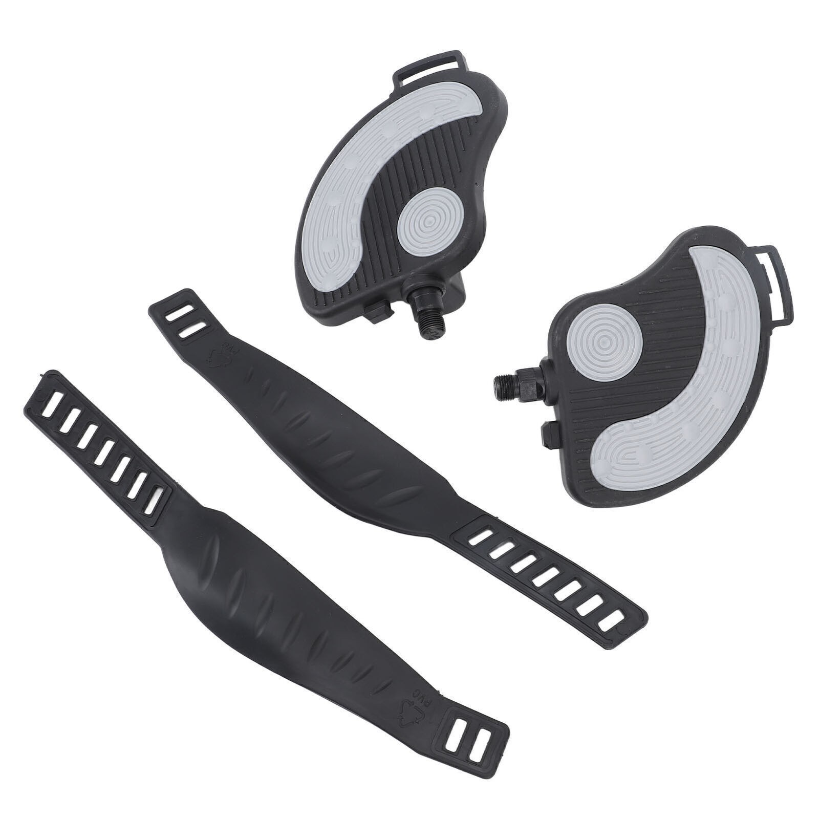 2PCS Exercise Bike Pedals with Straps PP PVC Stainless Steel Universal