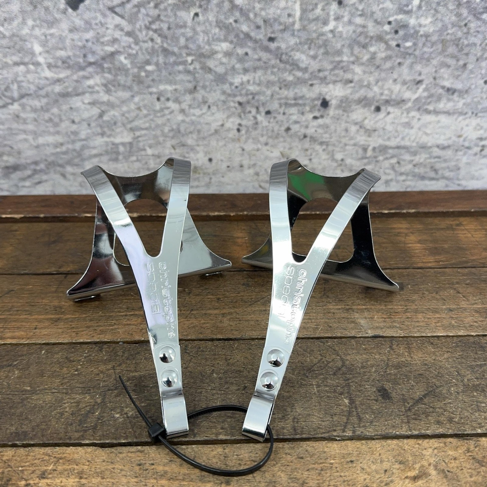Christophe Special Toe Clips Steel Silver Pair Set Road Bike Pedal Eroica
