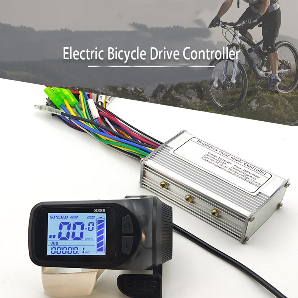 E-Bike Controller 250W-350W 24V/36V/48V/60V S886 Display Thumb Throttle SUK