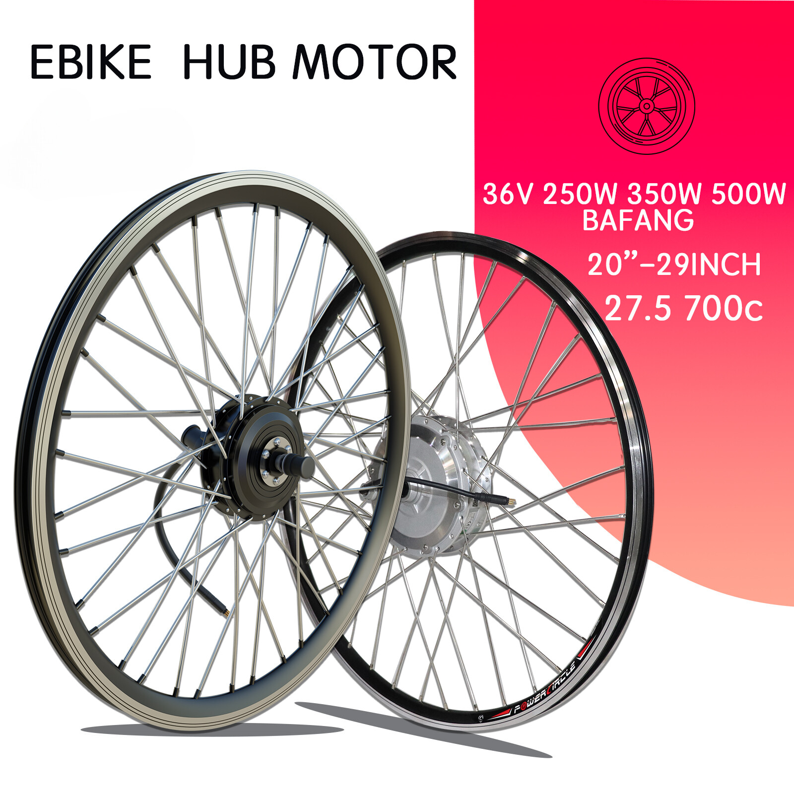 Electric Bike Conversion Kit 36V 250W 350W 500W Front Rear Wheel Hub Motor