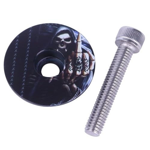 Aluminum Alloy Headset Top Cap, 1-1/8 Inch with M6x35mm Stainless Death sickle