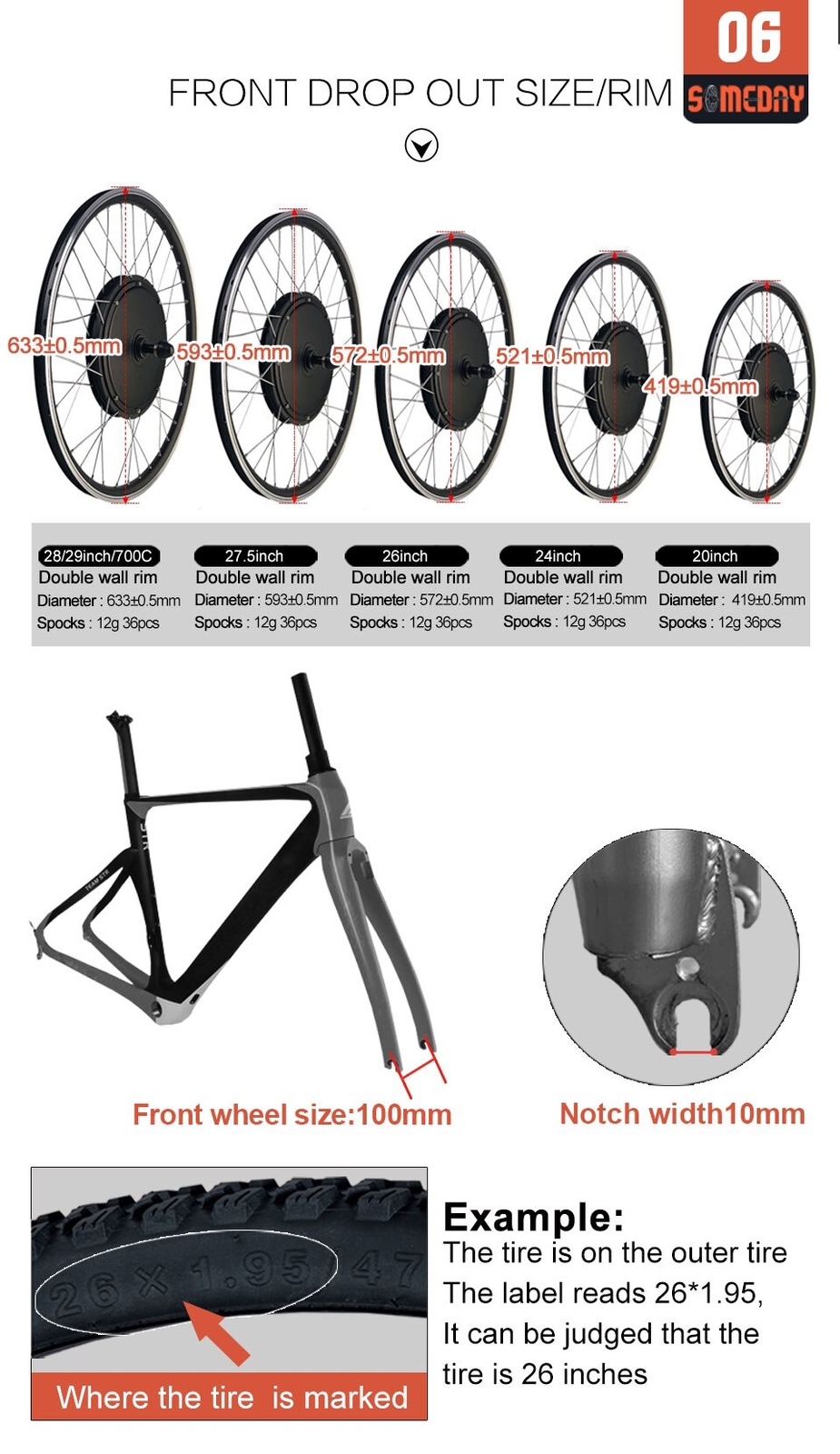 48V 1500W Front Hub Motor Wheel 20-29Inch/700C for Electric Bike Conversion Kit