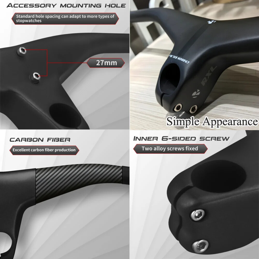 Mountain Bike Carbon Fiber Integrated Handlebars with Stem 28.6mm -17 Degree