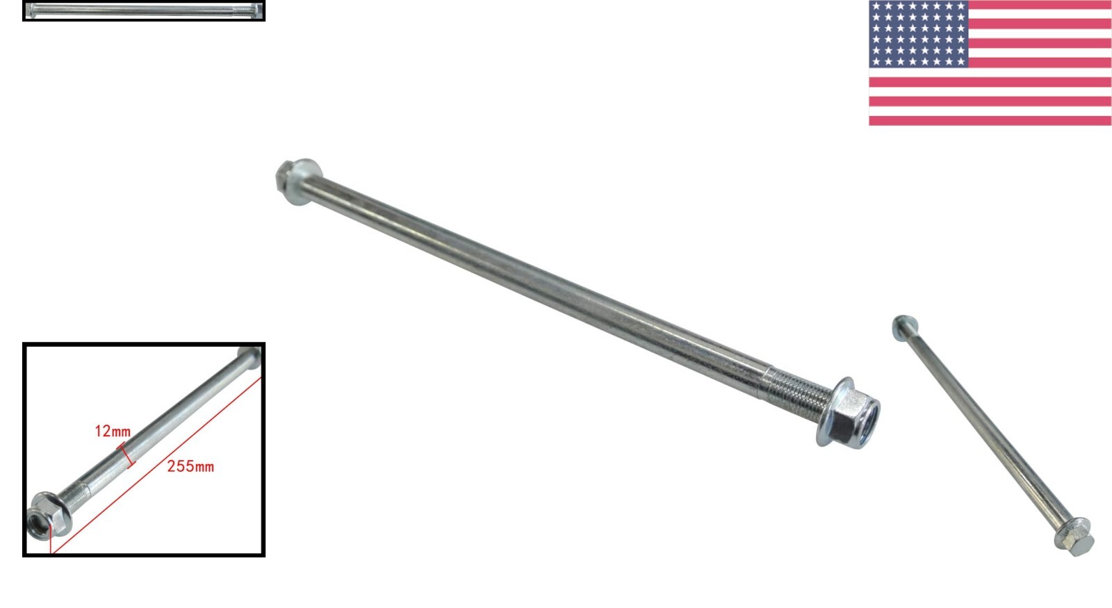 Lightweight 12mm x 255mm Rear Axle for Dirt Bike and ATV – 8.7 oz