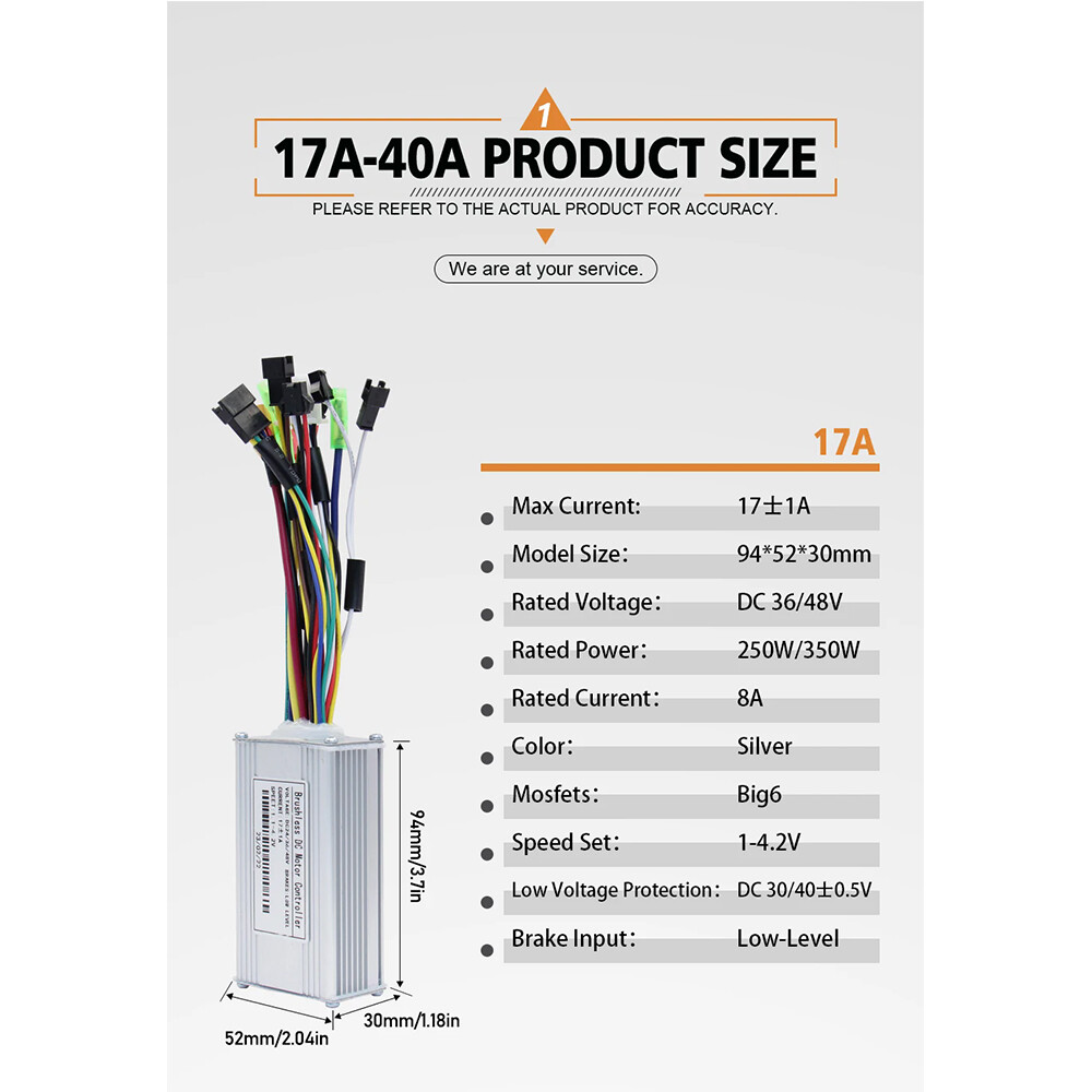 E-bike Three-Mode Sine Wave Controller 24V-48V 17A-40A w/ LCD Display 250W-2000W