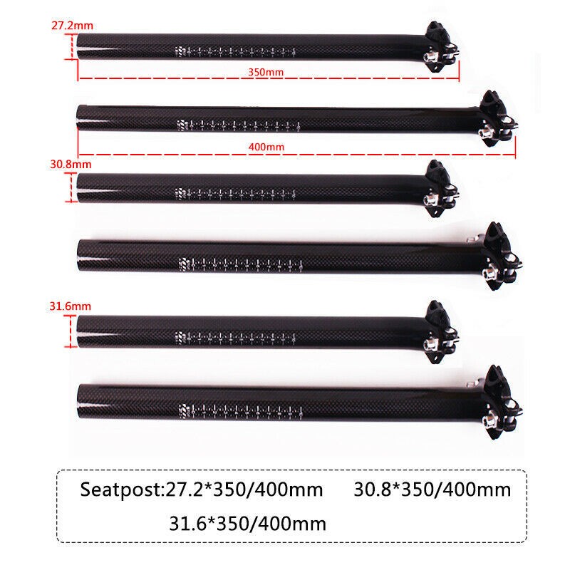MTB Carbon Fiber Seatpost 27.2/30.8/31.6mm Road Bike Seat Tube Seat Post Clamp