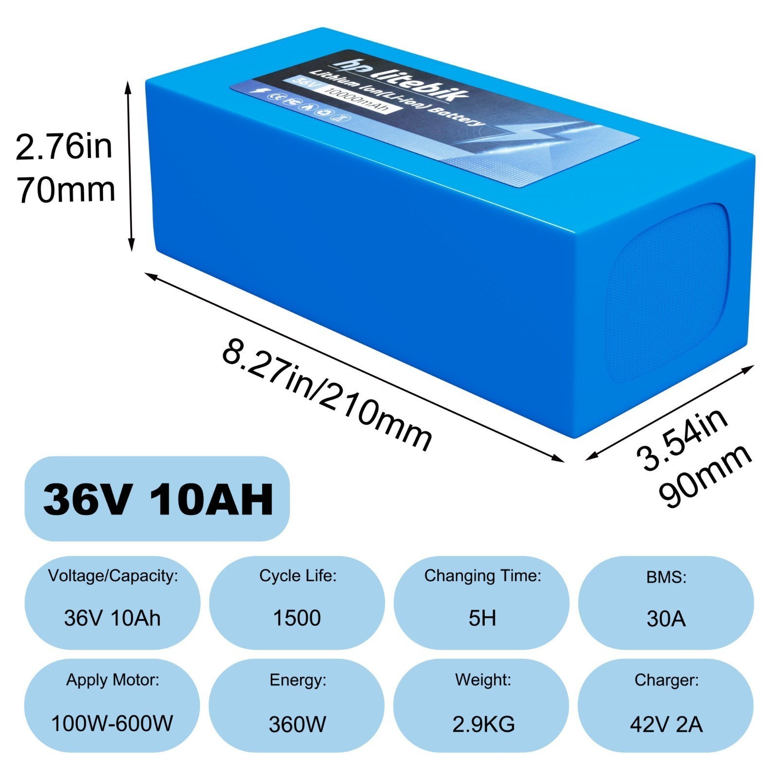 36V 10Ah Ebike Lithium Battery 30A BMS For Electric Bicycle Bike 100W-600W Motor