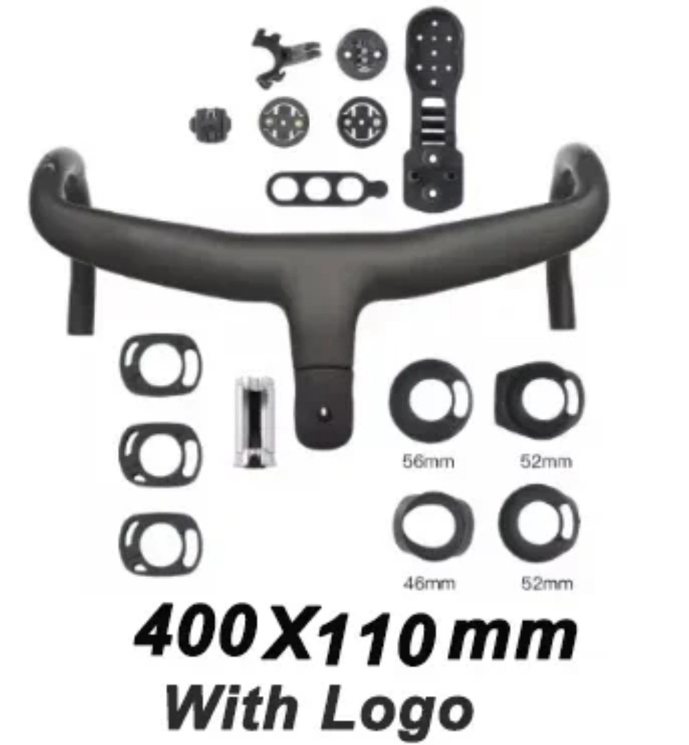 Carbon Fiber Road Bike Integrated Handlebar 400mm 420mm 440mm Computer Mount