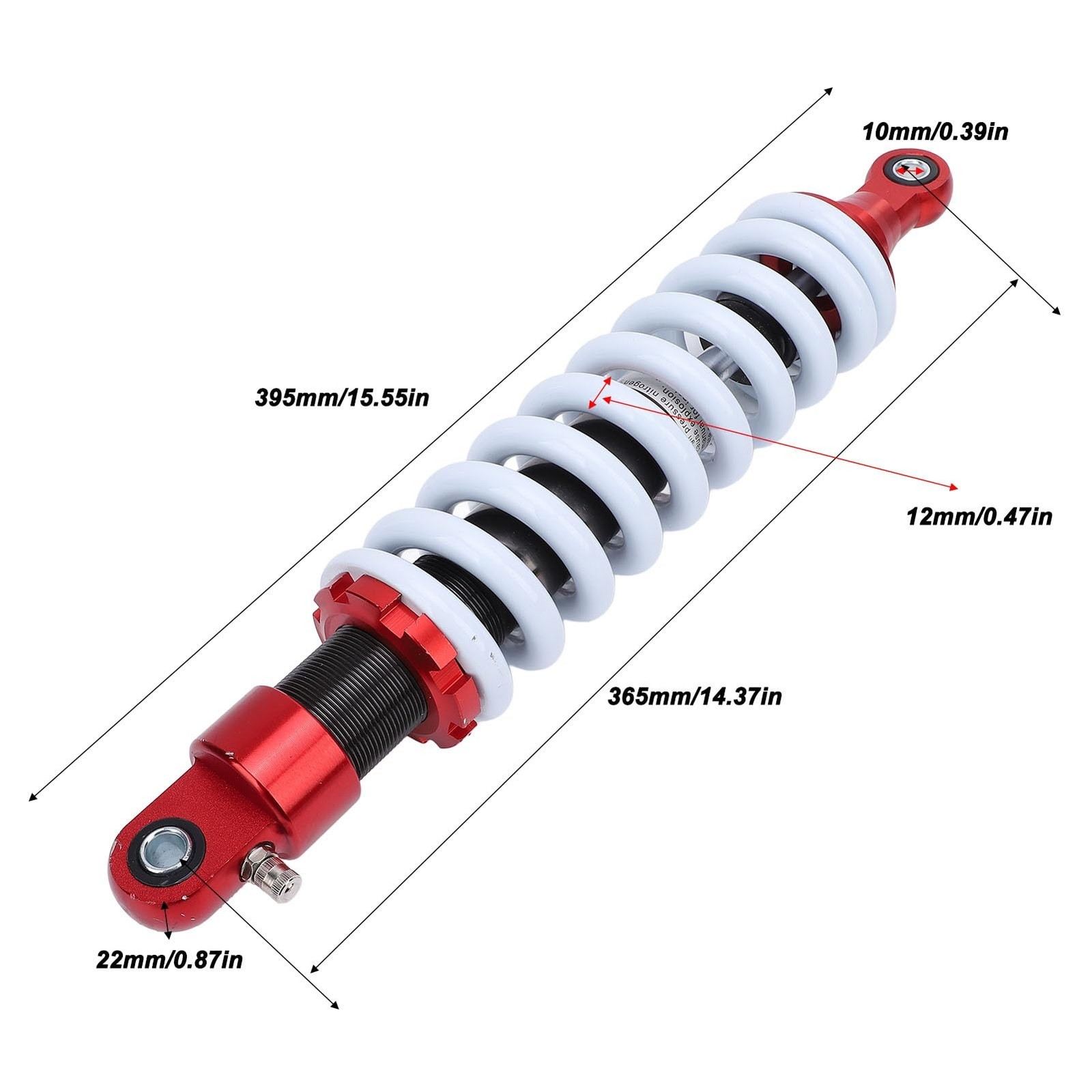 365mm Heavy Duty Shock Absorber CNC Aluminum Alloy 12mm Spring Diameter Unive…