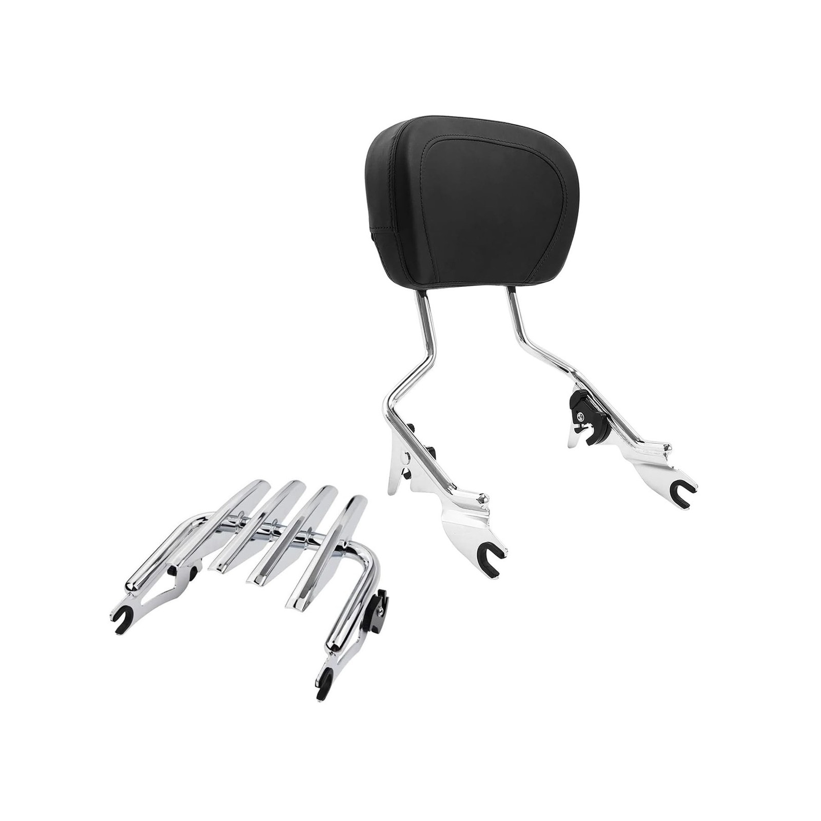 Detachable Sissy Bar Upright Passenger Backrest Pad & Luggage Rack For Harley…