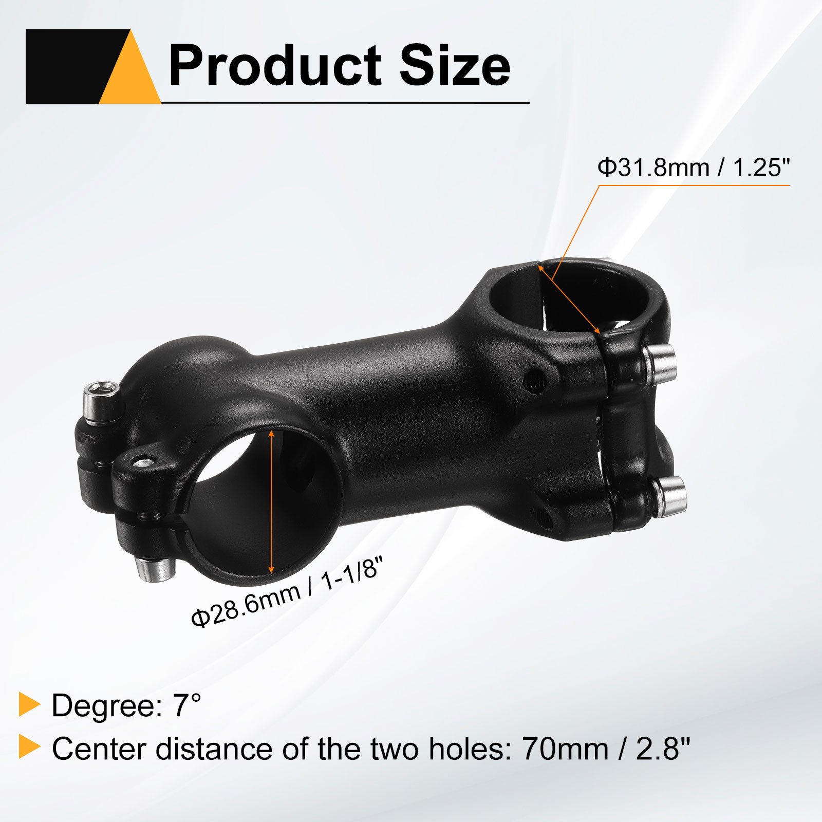 31.8mm Bike Stem 7 Degree 70mm Bicycle Handlebar Stem for MTB, Shiny Silver