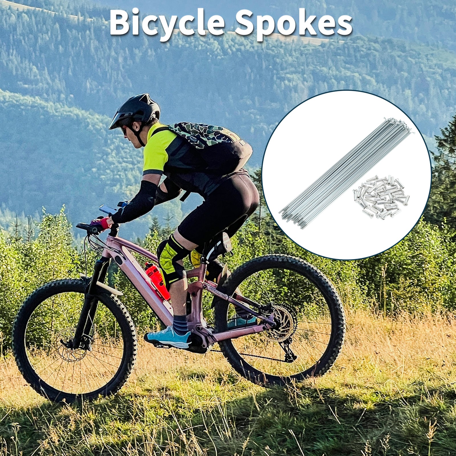 1 Set 14G 231mm Length Bicycle Spokes Nipple Carbon Steel Galvanized Universal