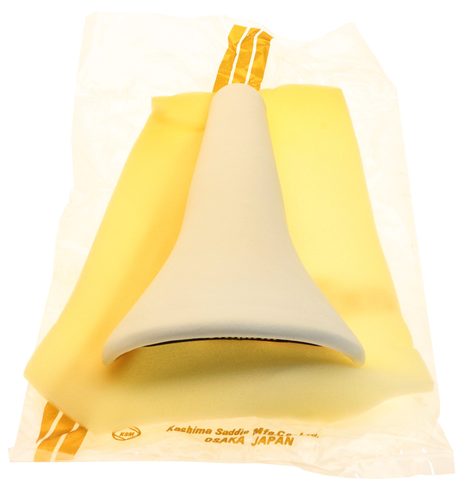 Kashimax Five Gold 8P Saddle NJS 30mm Rails White Smooth Leather NEW NOS