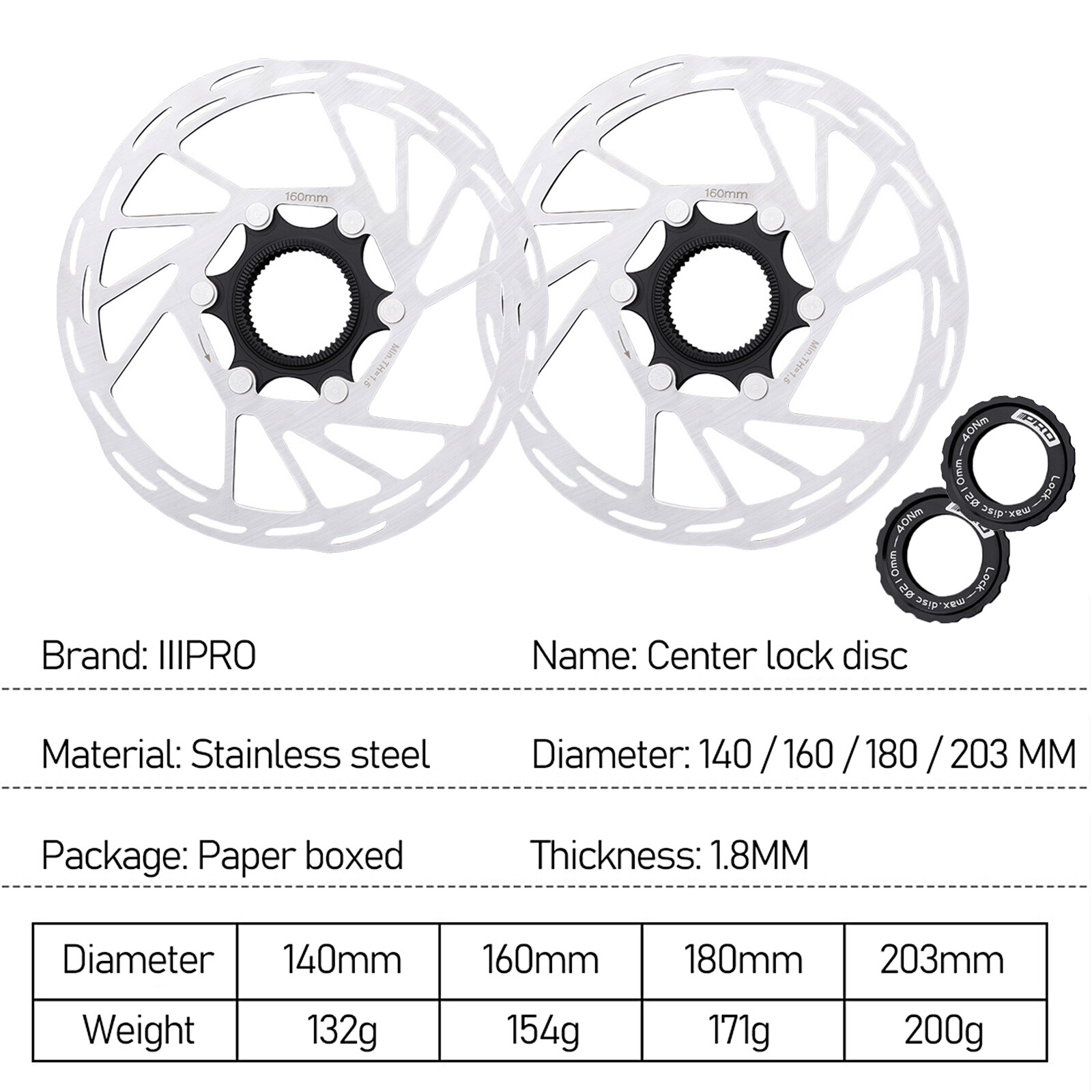 for Shimano IIIPRO Disc Brake Rotor Centerlock 140/160/180 MTB Road Bike Gravel