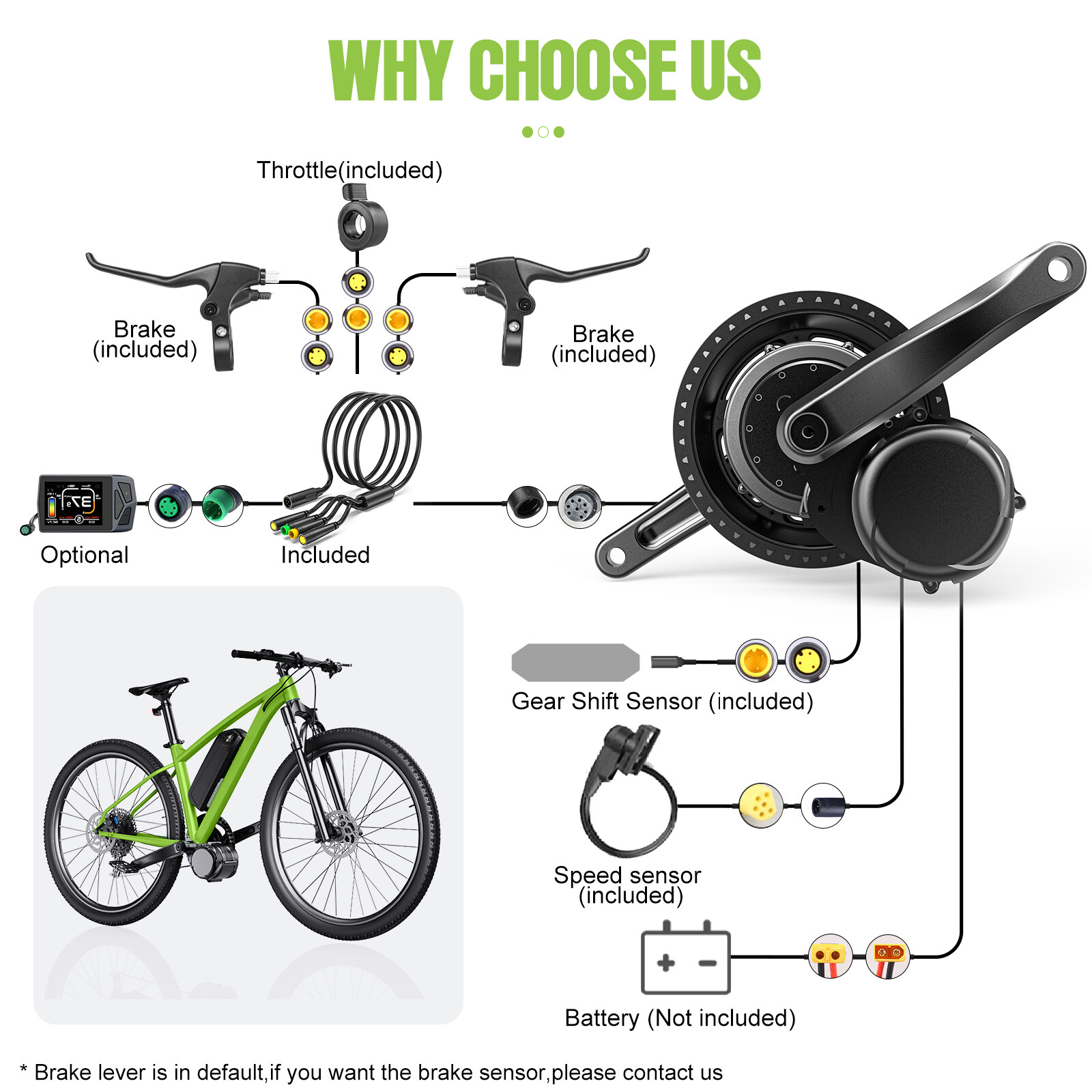 48V 500W/ 750W 68-73MM Mid Motor Kit DIY Electric Bike Conversion Torque Kits