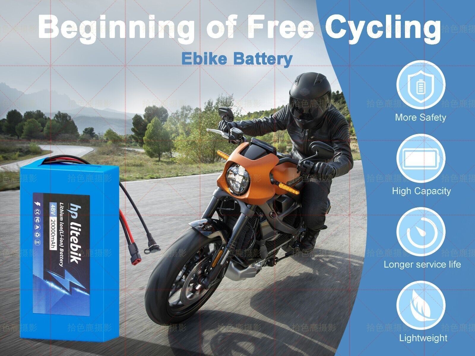 36V 48V Lithium Ebike Battery for 0-1500W Electric Bicycle 8AH/10AH/14AH/20AH US