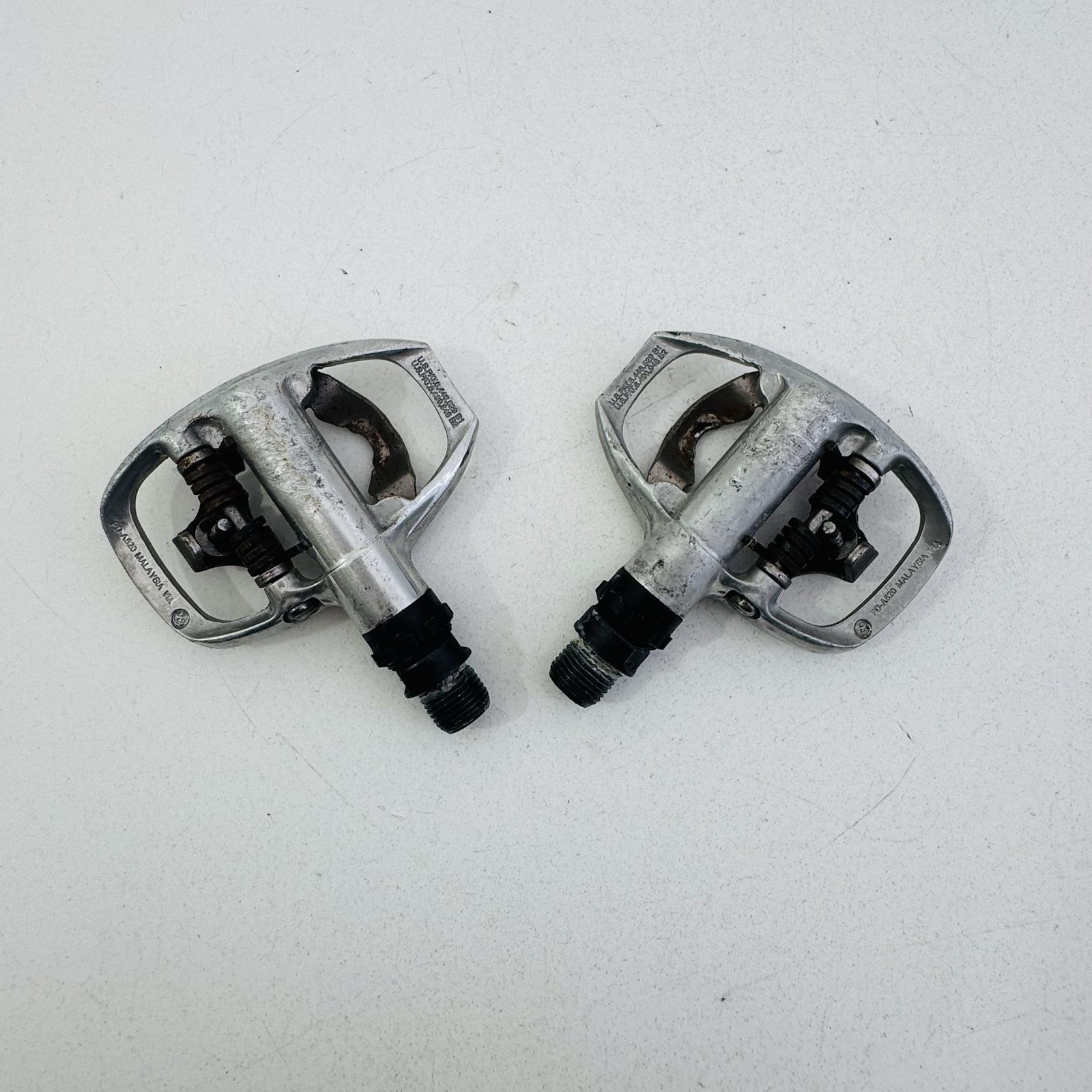 Vintage Shimano PD-A520 SPD Clipless Bike Pedals 9/16 In Silver Road Touring A53