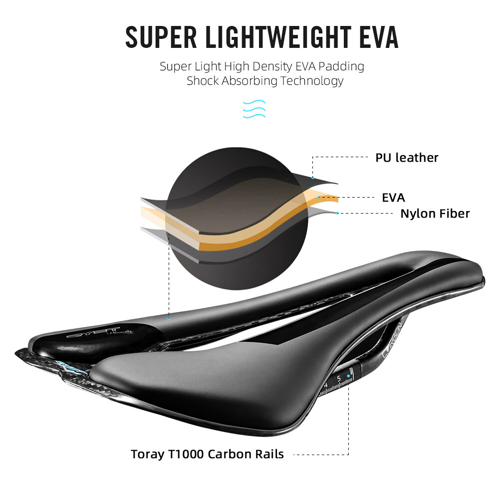 Carbon 3D Printed Bike Saddle 255 x 143 mm EVA Road Mountain Seat Cushion 7x9mm