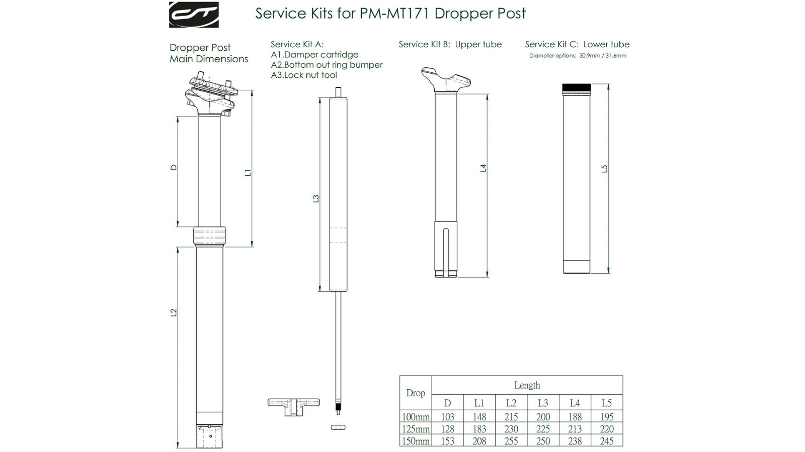 CONTEC Telescopic Seatpost Big Drop-A-Gogo Remote 30.9 / 31.6mm Internal 480mm