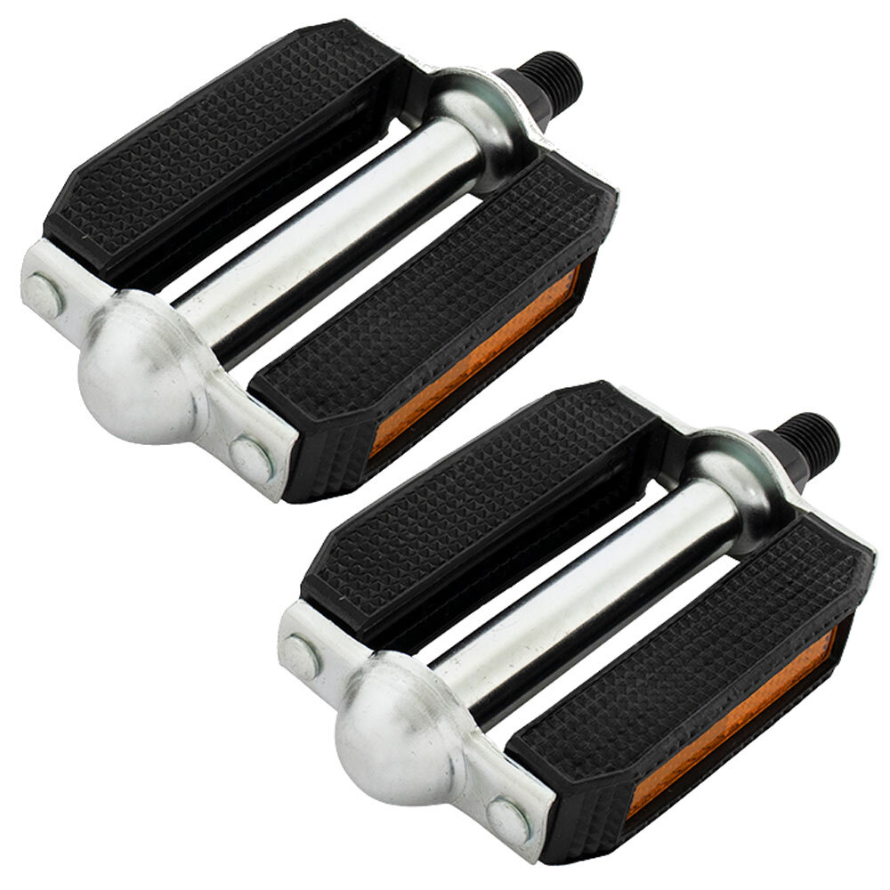 WESTWIND Vintage Style Square Bicycle Block PVC Cruiser Pedals 1/2″ Black/Chrome