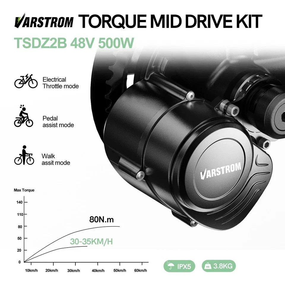 48V500W68MM-73MM Mid Motor TSDZ2B Torque Sensor Varstrom Ebike Conversion Kits