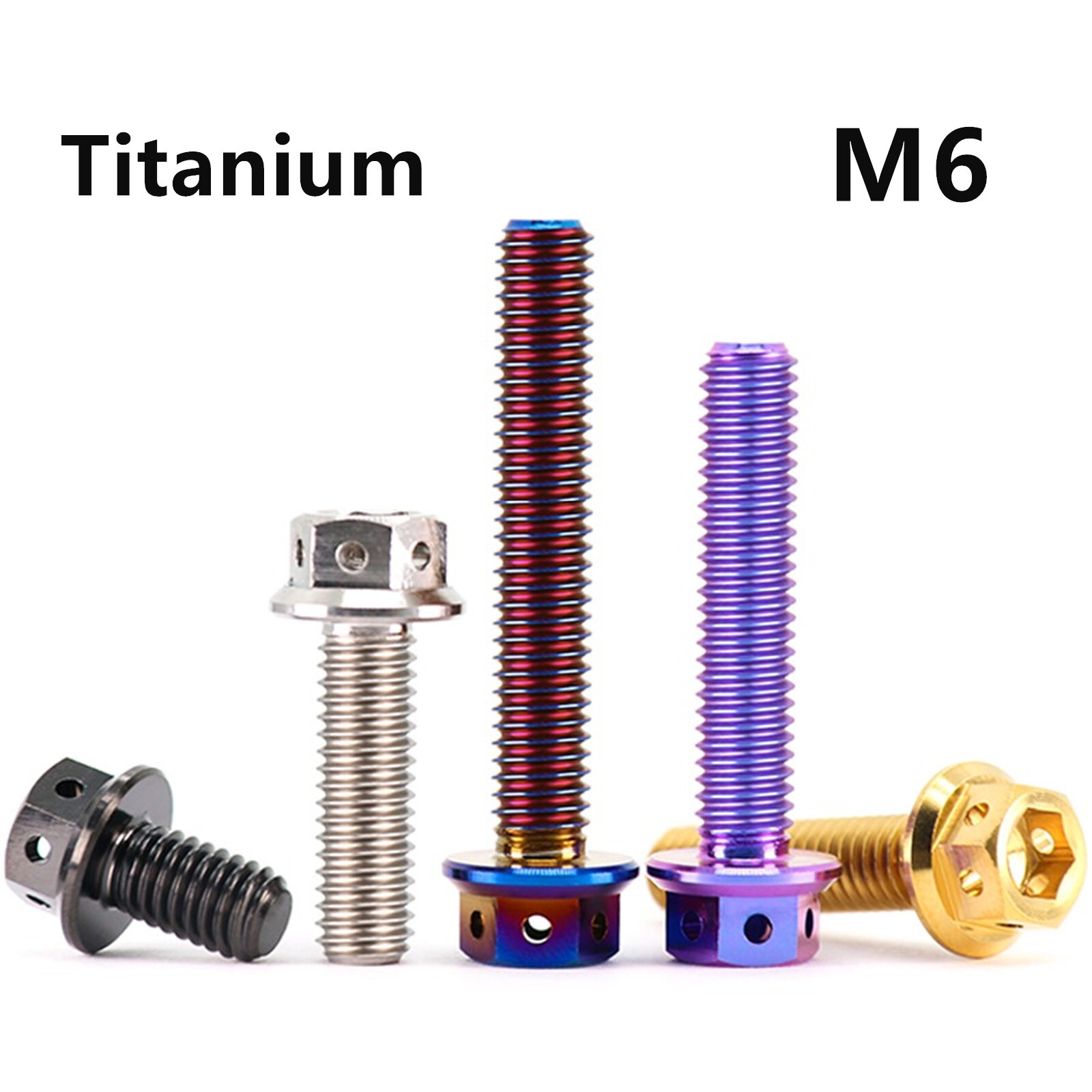 Titanium Drilled Hex Head Flange Bolt M6*10/12/15/20/25/30/35/40/45/50/55-70mm