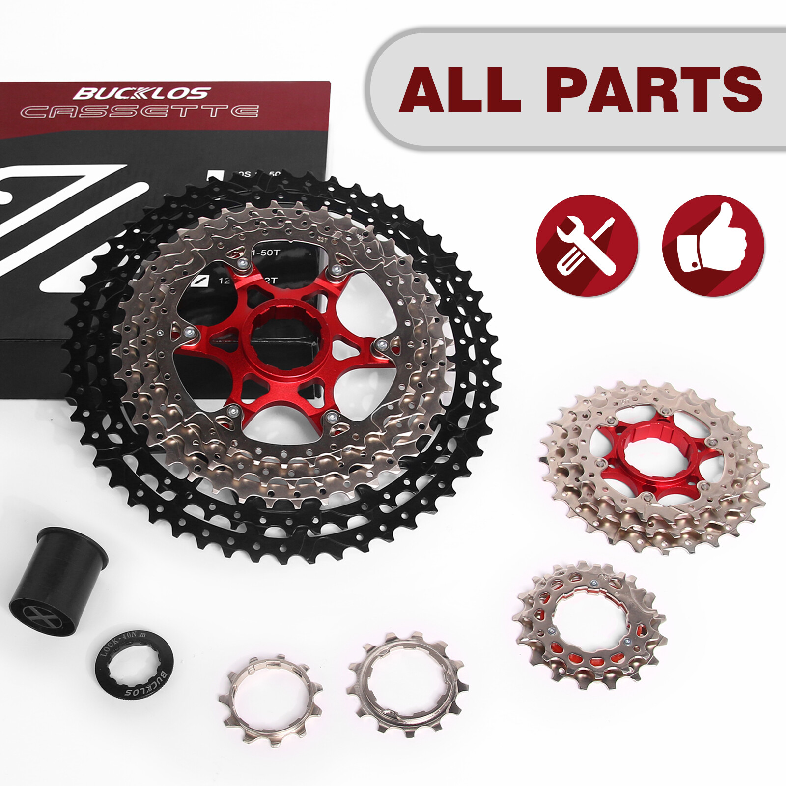 8/9/10/11/12 Speed 11-52T Bike Cassette 116/126 Links Chain for Shimano SRAM KMC