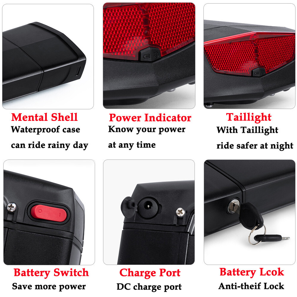 36V 48V 15Ah 17.5Ah E-Bike Battery Rear Seat Electric Bike Bicycle Li-ion Battery