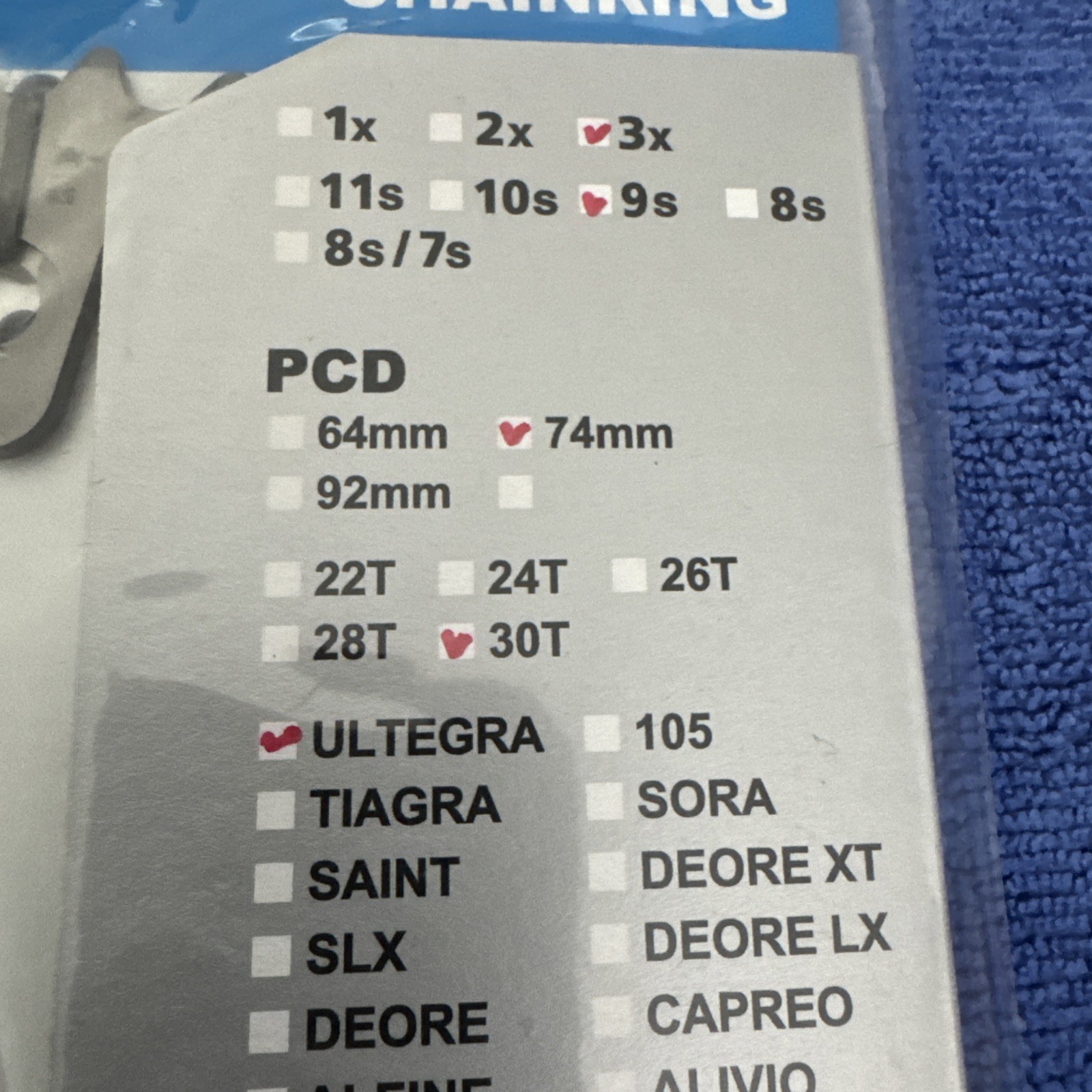 SHIMANO ULTEGRA CHAINRING FC-6503 74MM BCD X A-30T 9SPD SILVER NIP