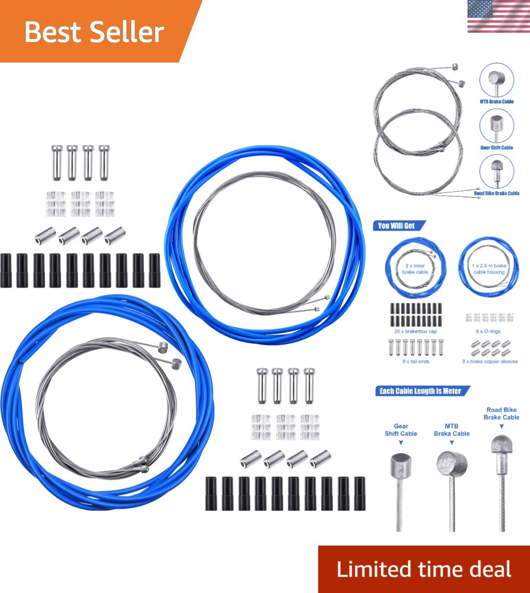 Durable Stainless Steel Bicycle Brake and Shifter Cable Kit – Maintenance Supply