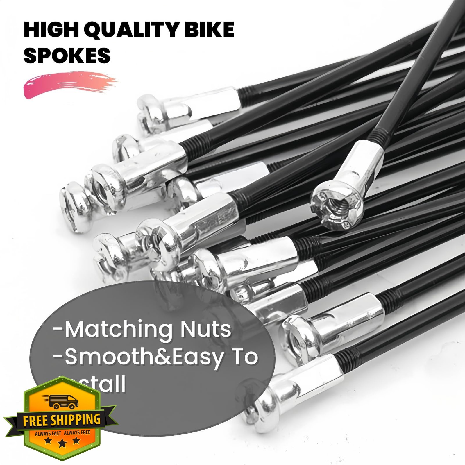 goucrro Bike Spokes 14G-185mm Black