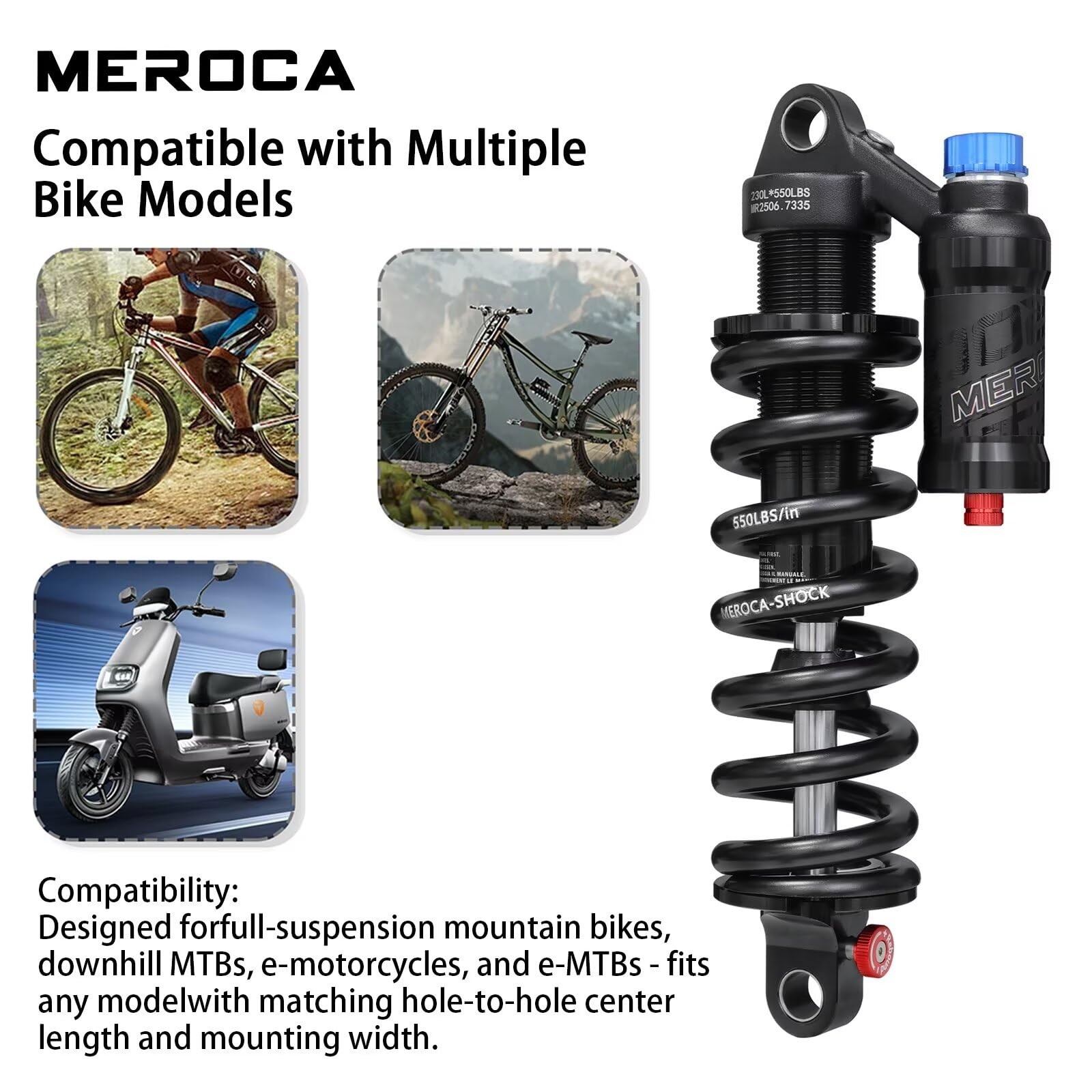 Meroca Adjustable Air Spring Coil Over Shock Absorber For Mountain Bikes