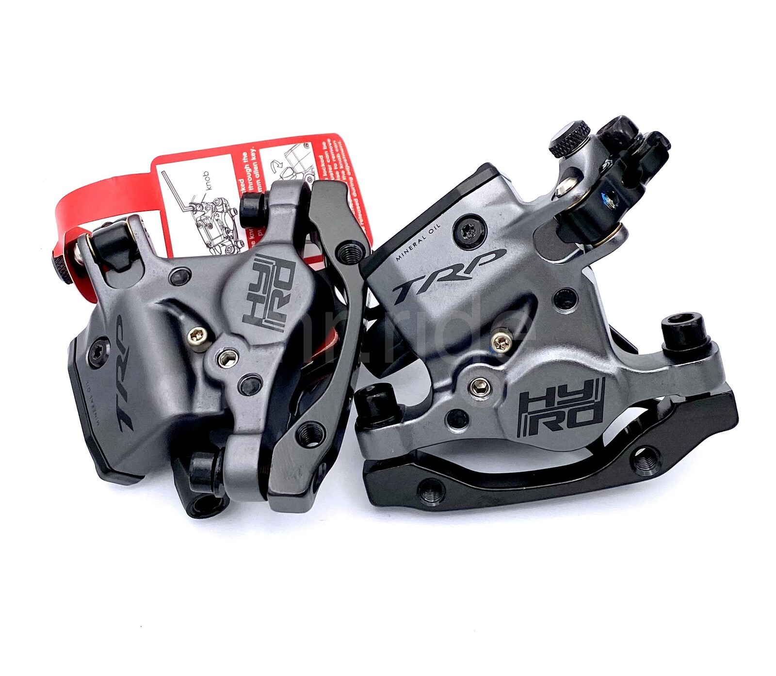TRP HY/RD Cable-Actuated Hydraulic Disc Brake Gray Front+Rear Caliper+IS Adapter