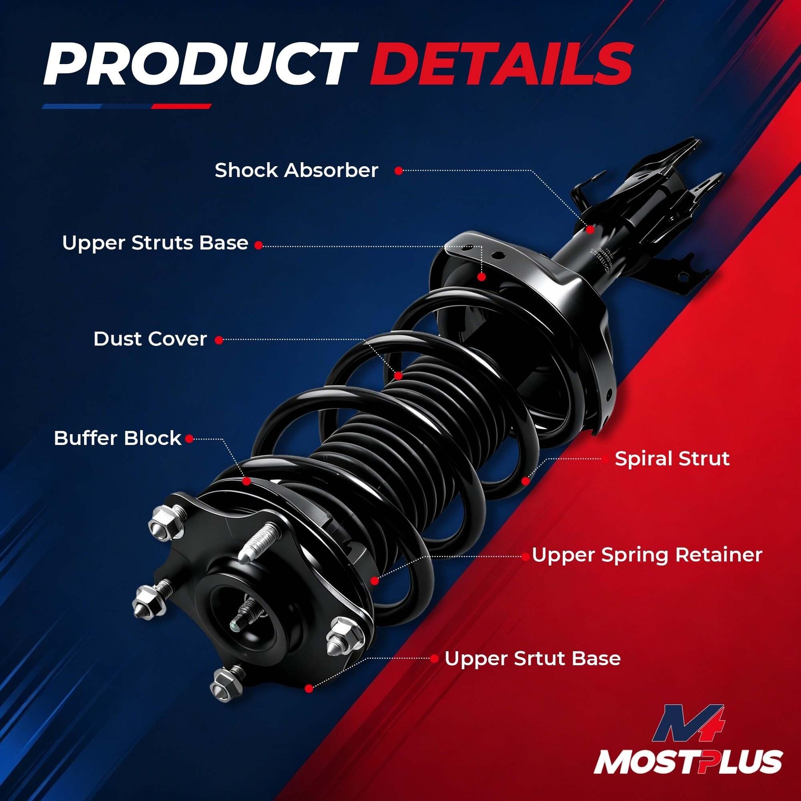 Mostplus Rear Pair Absorber Shocks Struts 37241 342475 Compatible For 2002-2009
