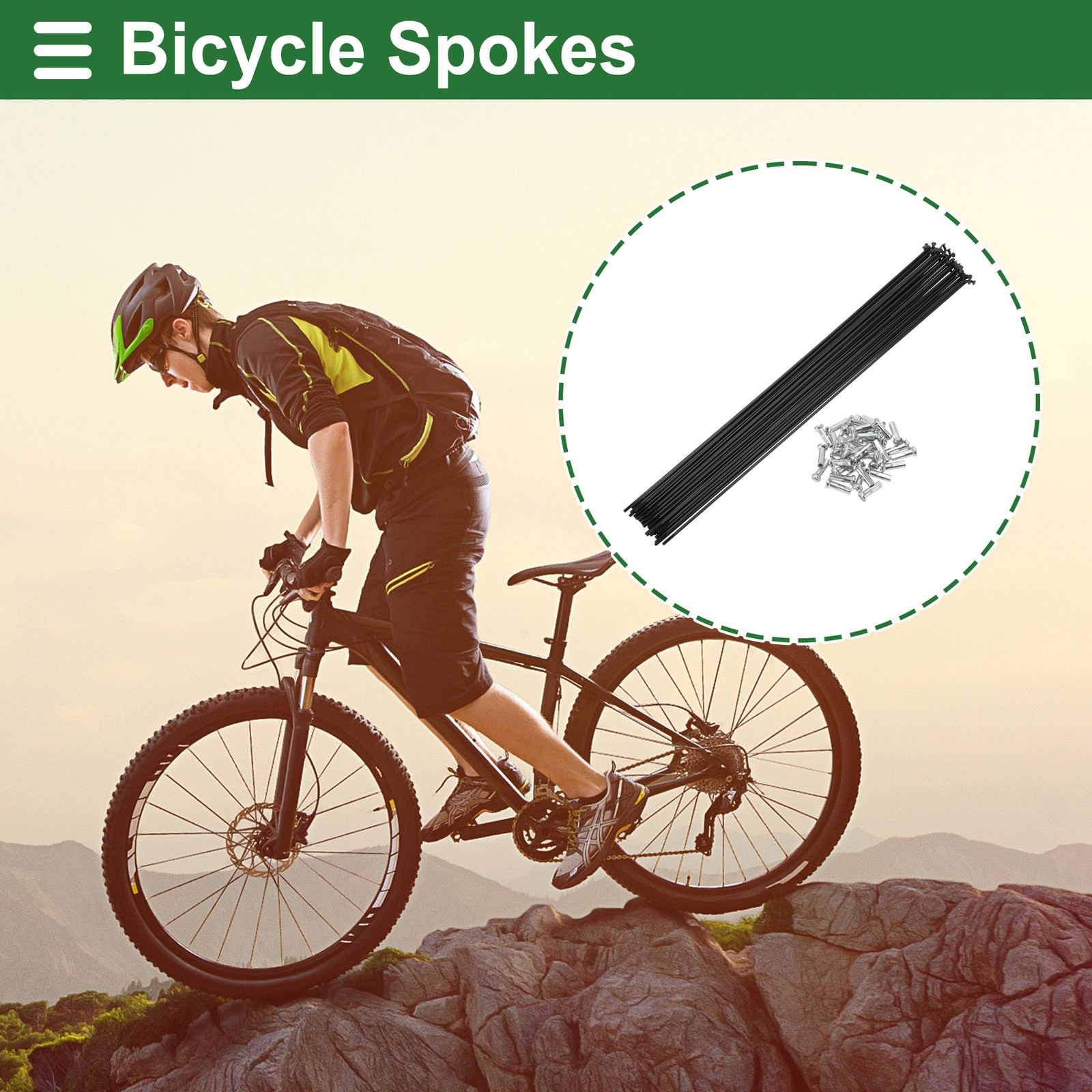 1 Set 14G 285mm Length Bicycle Spokes Nipple Carbon Steel Black Universal