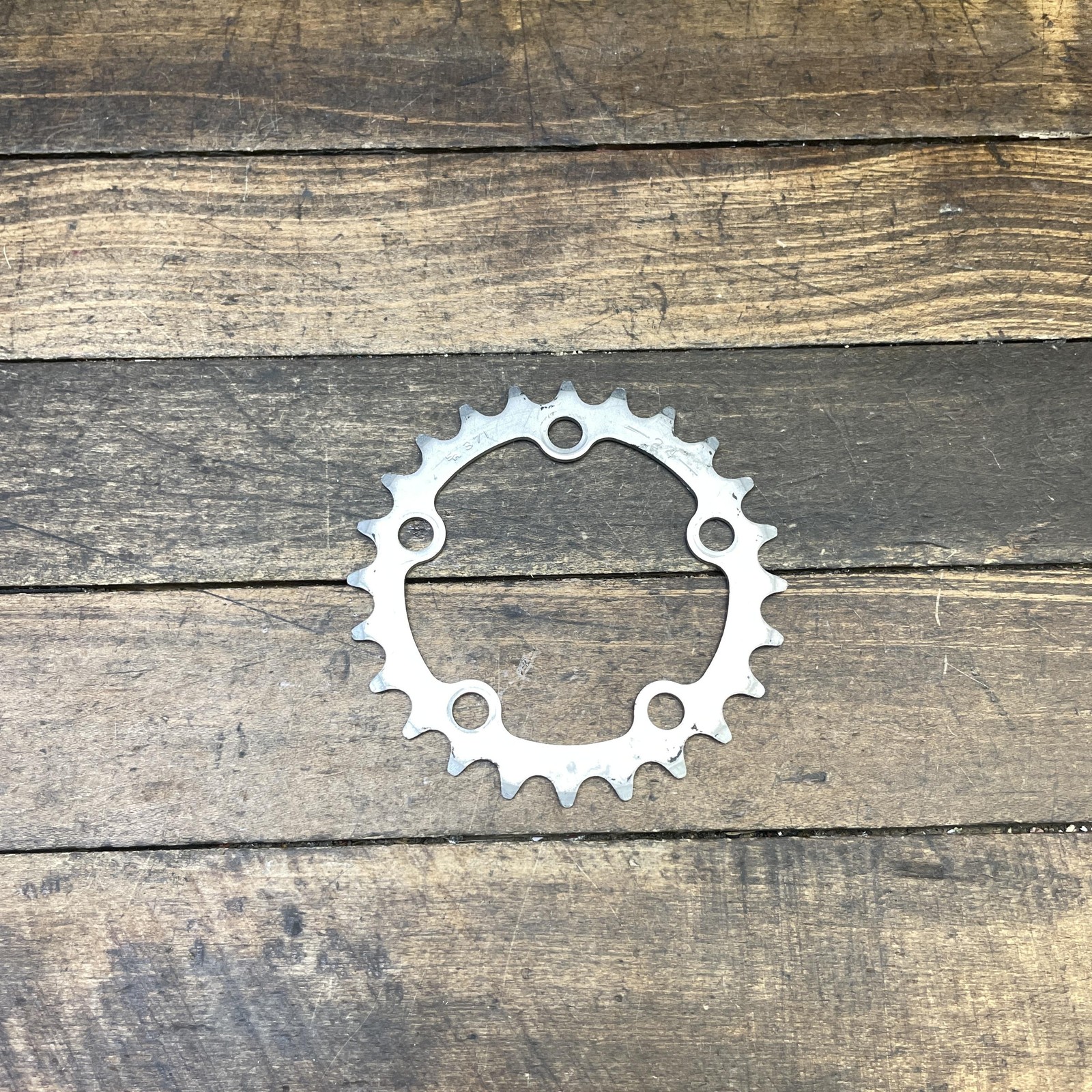 Vintage Sakae Ninja 24T Inner Chainring 74 BCD 5-Arm Silver Steel MTB GRanny