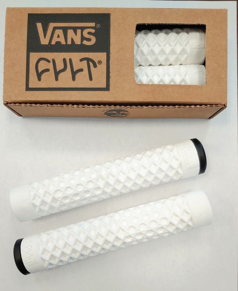 Cult X Vans Flangeless BMX Bike / Scooter 150mm Grips Waffle Pattern – WHITE