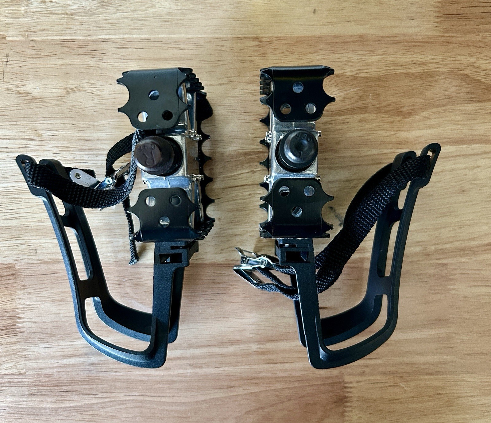 Vintage Wellgo BMX Bike Pedals LU-953 Trap Black & Silver Old School & Toe Clips