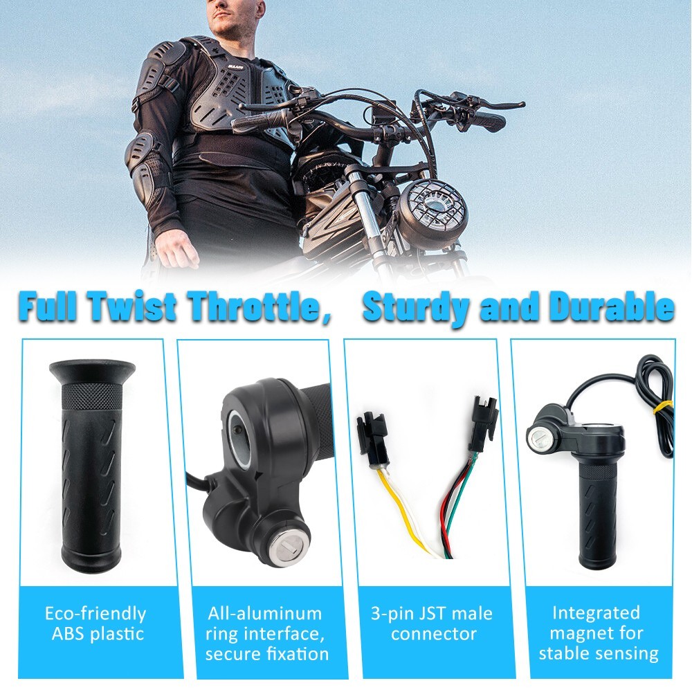 Ebike Full Twist Throttle Grip with 2 Keys Compatible Fit for Ridstar Q20 E-Bike