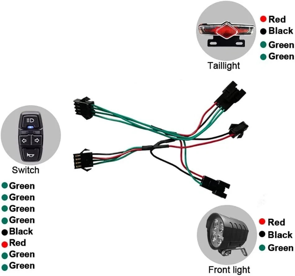 Ebike Light Set 36V 48V 52V 60V Lithium Conversion Kit Headlight Tail Horn