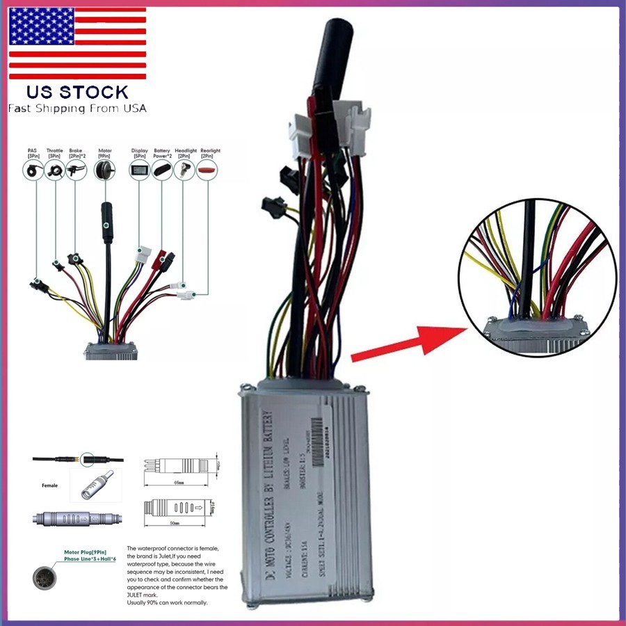 E-bike 36V 48V 6 FET 15A 250W Brushless Motor JN Controller For Electric Bicyc .