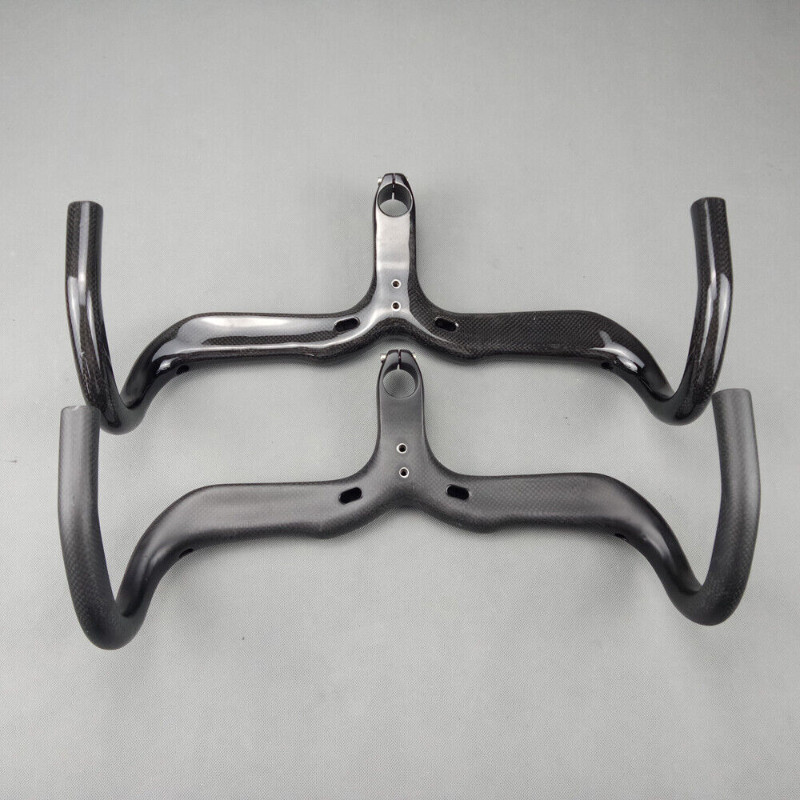 3K Full Carbon Road Bike Drop Bar Bicycle Integrated Bar Stem Handlebars 28.6mm