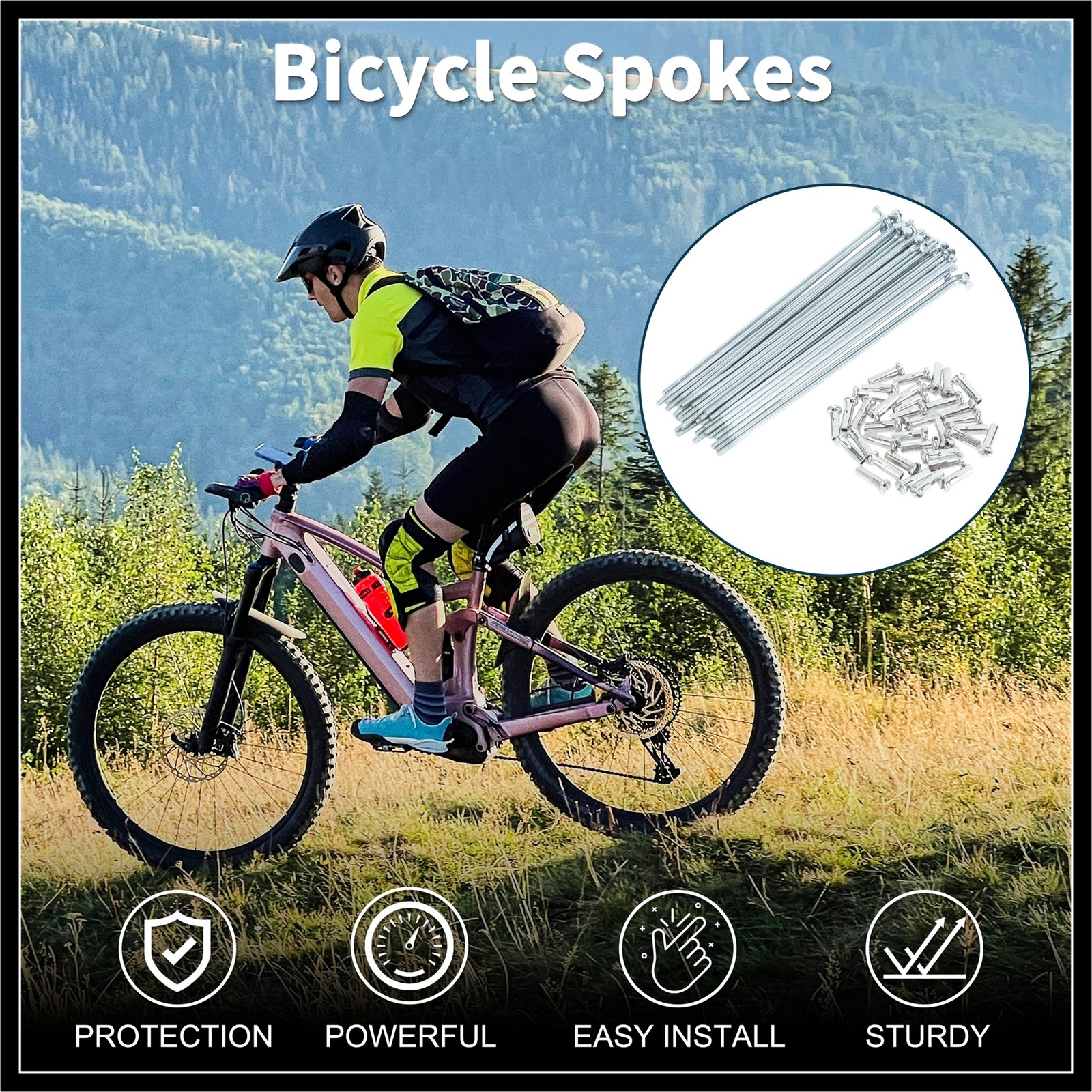 1Set 14G 135mm Length Bicycle Spokes Nipple Carbon Steel Galvanized Universal